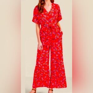 NWT … MIAMI “Size: XXS” Red Floral Jumpsuit